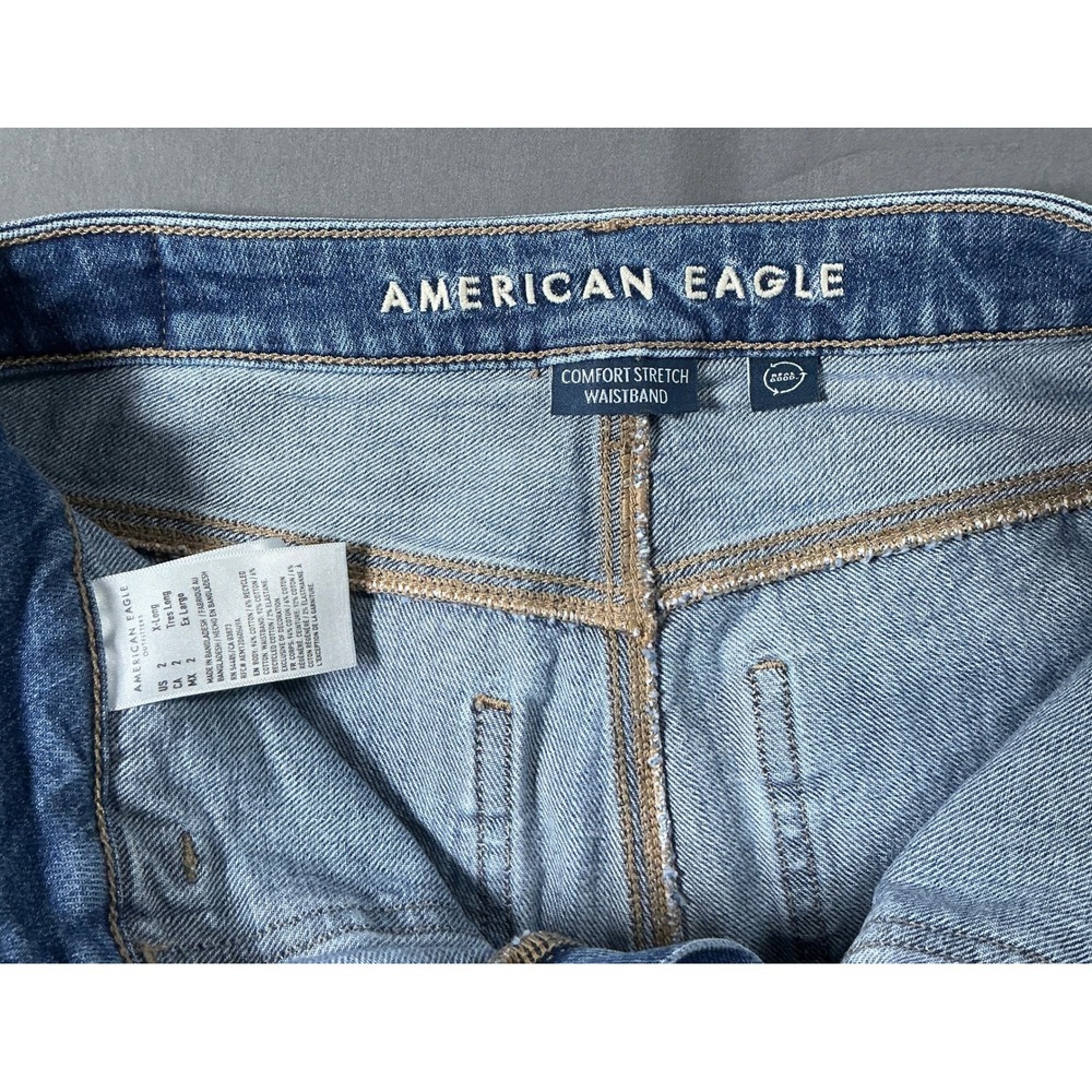 American Eagle Women Carpenter Jeans Blue Straight Leg Utility Pants Sz 2 X-Long - Picture 7 of 12